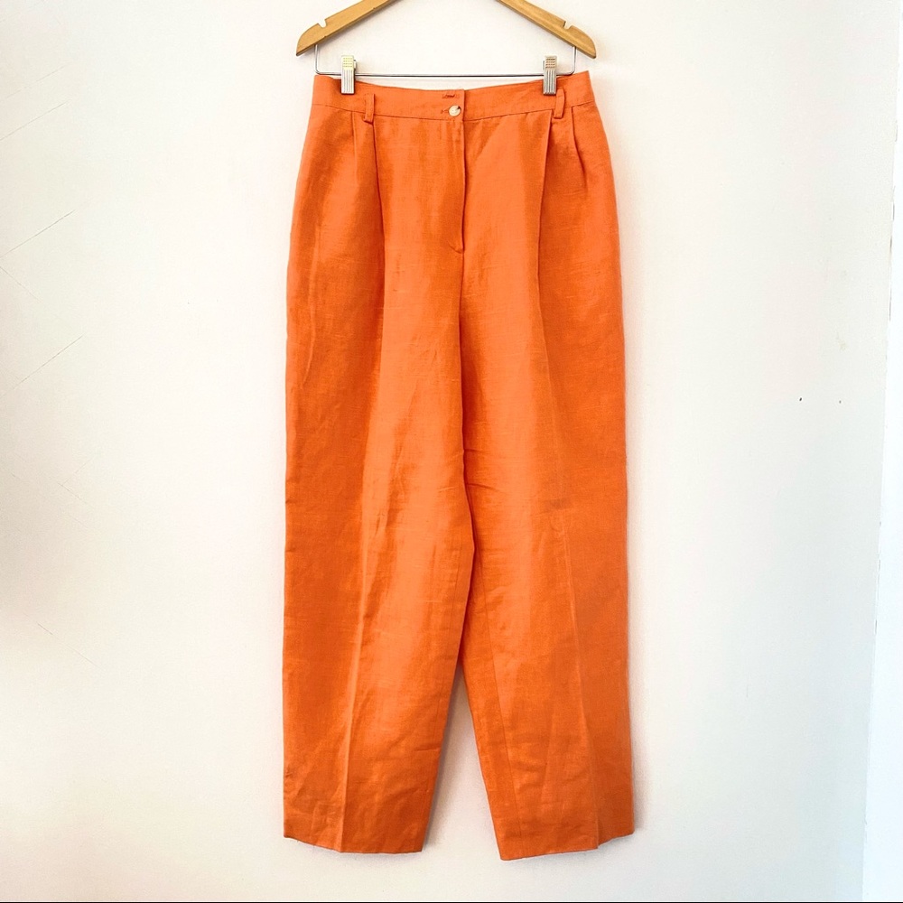 vintage super high rise orange linen pants